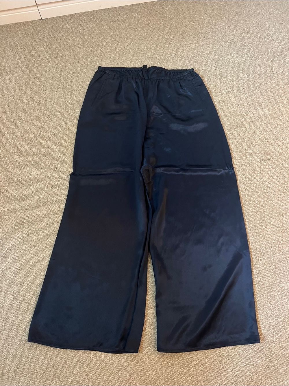 J. Crew Wide-Leg Trousers in Navy